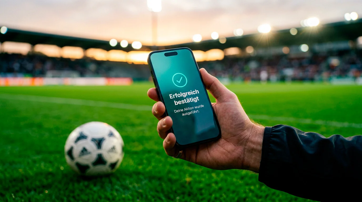 Neteller Einzahlung bei Sportwetten - Smartphone neben Fussballfeld